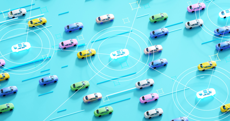 Connected vehicles network illustrating distributed AI inference and low-latency processing